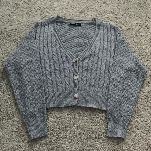 Gray Knit Button Up Cardigan - Picture 3 of 5
